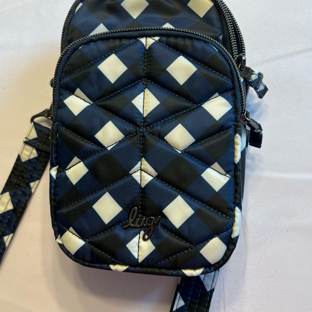 NWOT-Lug N/S Convertible Crossbody Hip Pouch Blue and Cream Quilted Bag